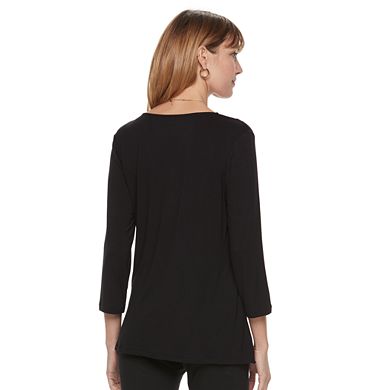 Women's Croft & Barrow® Mock-Layer Print Cardigan
