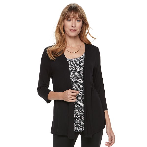 Women's Croft & Barrow® Mock-Layer Print Cardigan