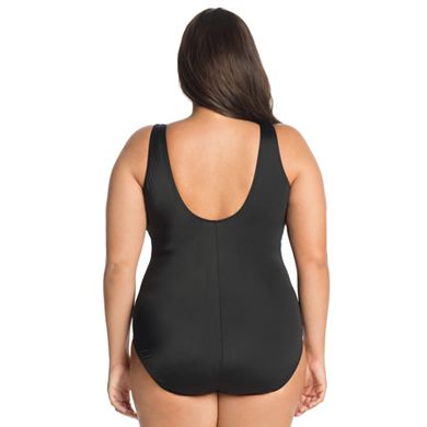 Plus Size Great Lengths Tummy Slimmer Ruffle One-Piece Swimsuit 