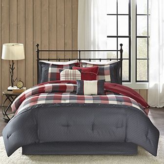 Madison Park Pioneer 7 pc Plaid Comforter Set with Throw Pillows
