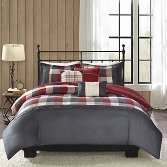 Madison Park Pioneer 6 pc Plaid Duvet Cover Set with Throw Pillows