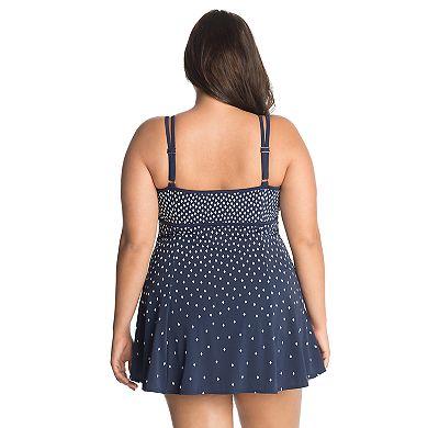 Plus Size Great Lengths Tummy Slimmer Empire Swimdress