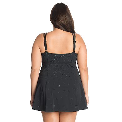 Plus Size Great Lengths Tummy Slimmer Empire Swimdress