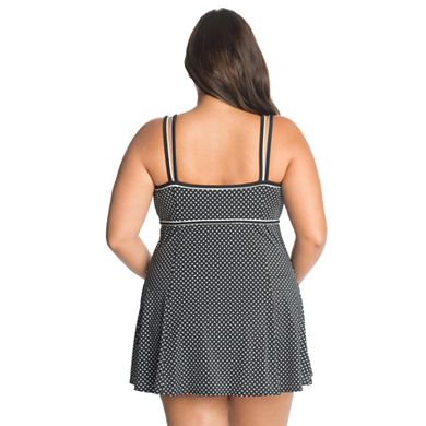 Plus Size Great Lengths Tummy Slimmer Empire Swimdress