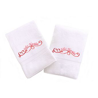 Linum Home Textiles Holiday Border Embroidered 2-pack Hand Towels