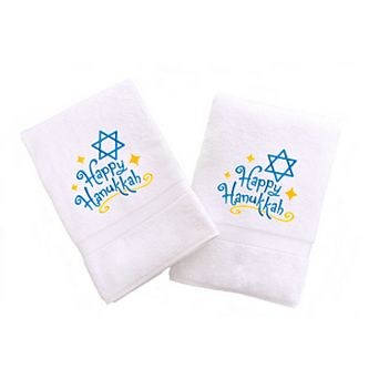 Linum Home Textiles Holiday Border Embroidered 2-pack Hand Towels