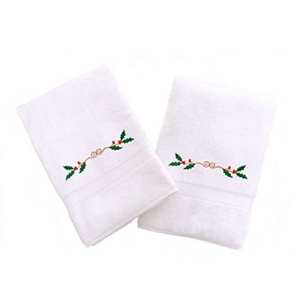 Linum Home Textiles Holiday Border Embroidered 2-pack Hand Towels