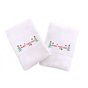 Linum Home Textiles Holiday Border Embroidered 2-pack Hand Towels