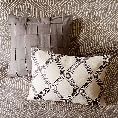 Madison Park Signature Shades of Gray Geometric Comforter Set with Shams and Decorative Pillows