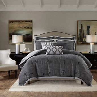 Madison Park Signature Geometric Comforter Set with Throw Pillows