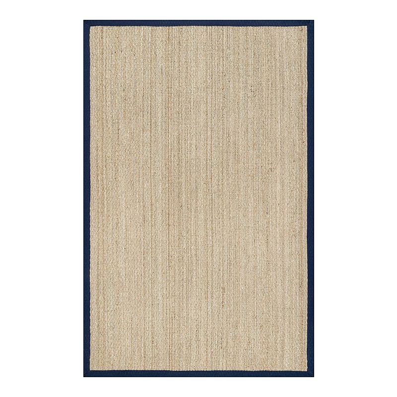 nuLOOM Elijah Seagrass Striped Rug, Blue, 6Ft Rnd