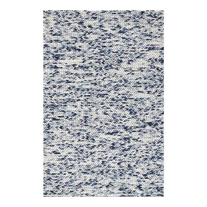 nuLOOM Chunky Cable Solid Wool Rug, Blue, 8X10 Ft