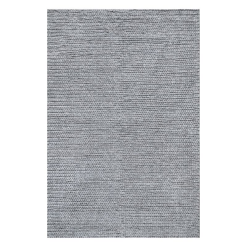 nuLOOM Chunky Cable Solid Wool Rug, Blue, 8X10 Ft