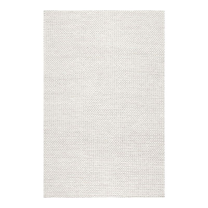 nuLOOM Chunky Cable Solid Wool Rug, White, 8X11 Ft