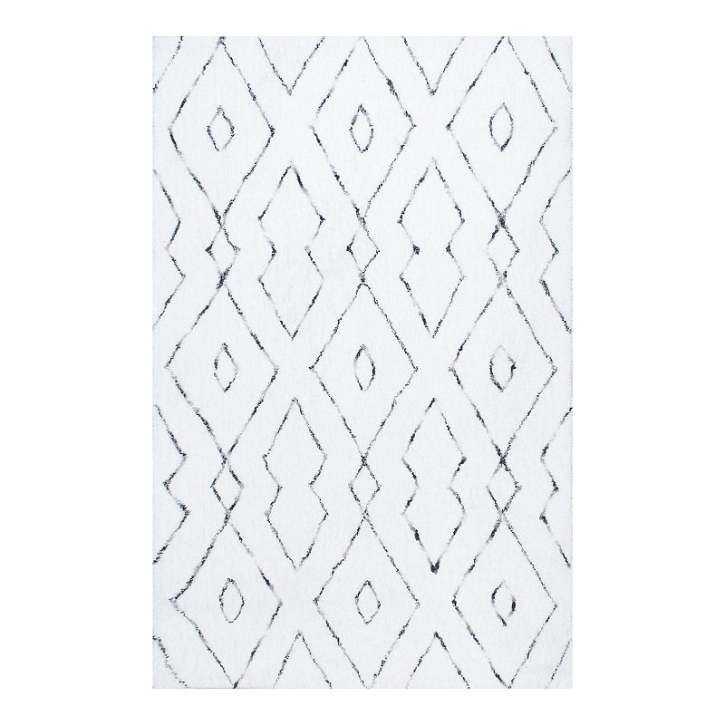 nuLOOM Beulah Geometric Shag Rug, White, 12X15 Ft
