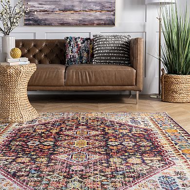 nuLOOM Vintage Erline Framed Floral Rug