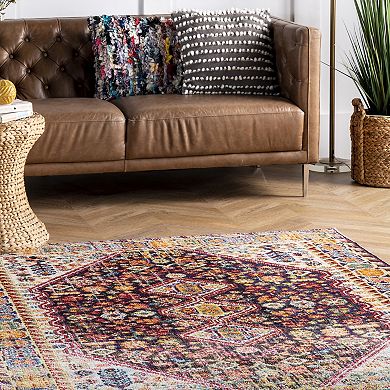 nuLOOM Vintage Erline Framed Floral Rug