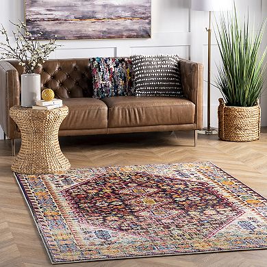 nuLOOM Vintage Erline Framed Floral Rug