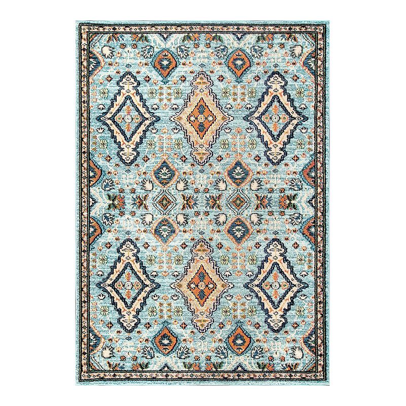 nuLOOM Diamond Elayne Framed Medallion Rug, Green, 5.5X7.5 Ft