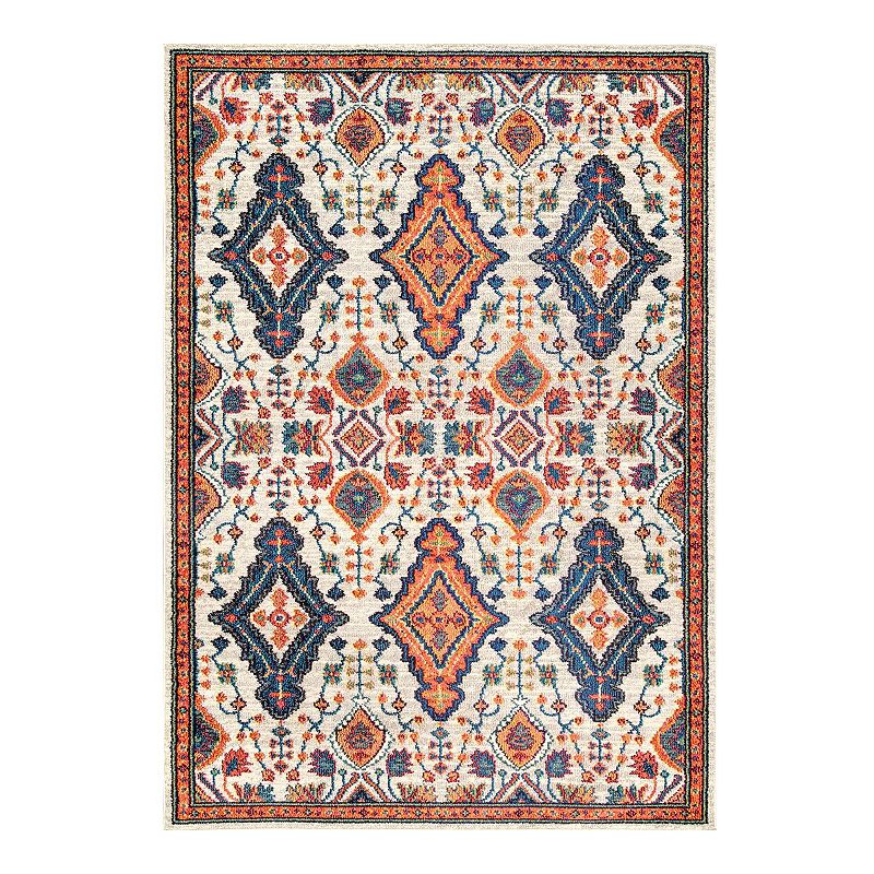 nuLOOM Diamond Elayne Framed Medallion Rug, Orange, 8X11 Ft