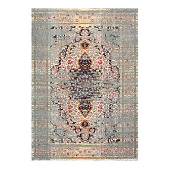 nuLOOM Distressed Persian Sarita Framed Floral Area Rug