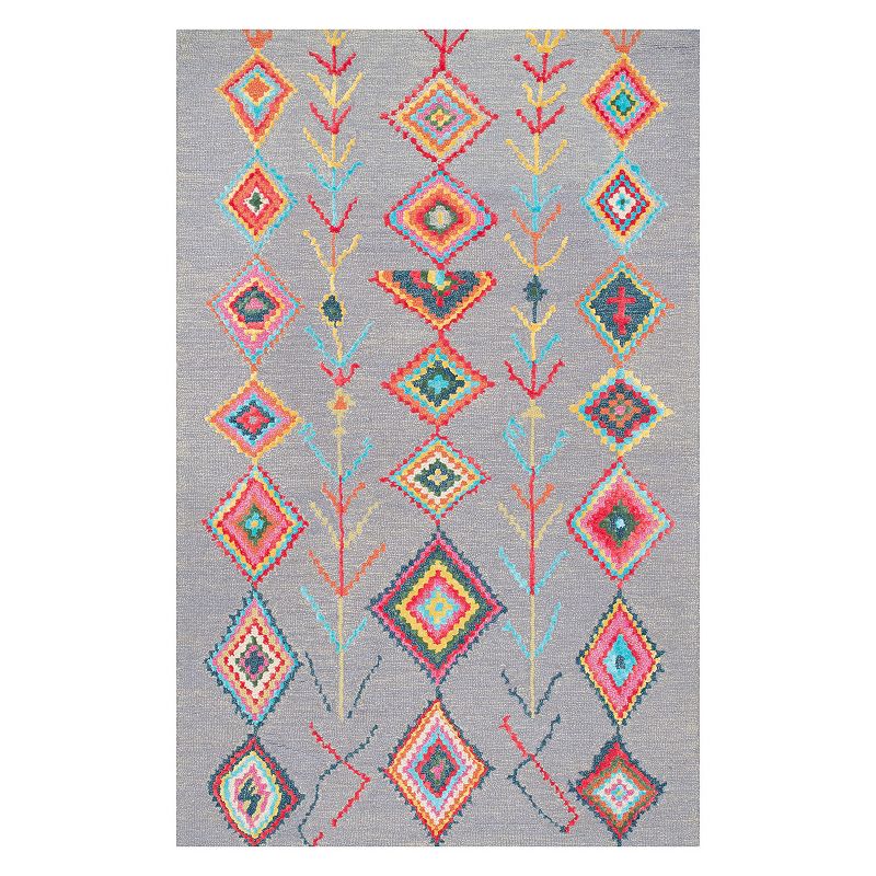 nuLOOM Belini Geometric Wool Blend Rug, Grey, 7.5X9.5 Ft