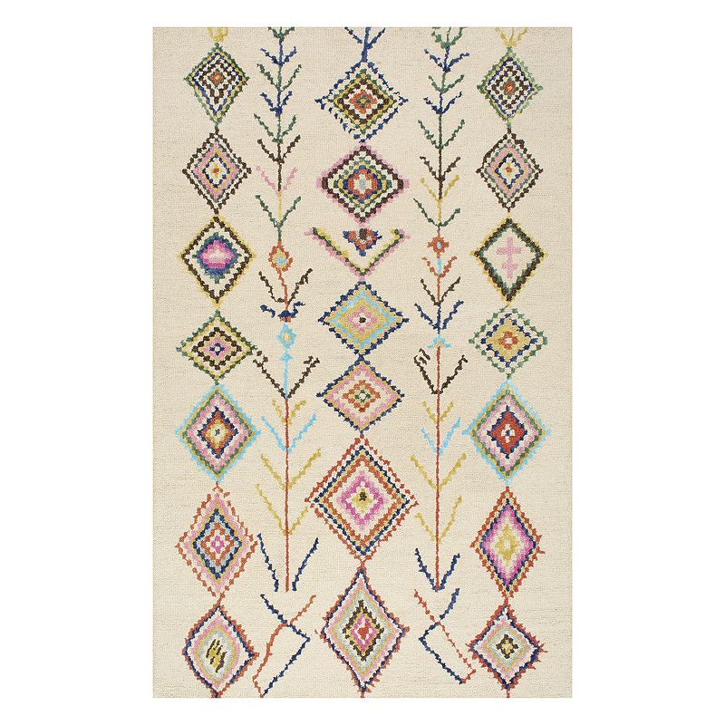 nuLOOM Belini Geometric Wool Blend Rug, Natural, 6X9 Ft