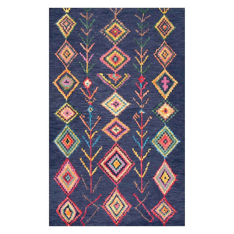 nuLOOM Belini Geometric Wool Blend Rug, Blue, 8.5X11.5Ft