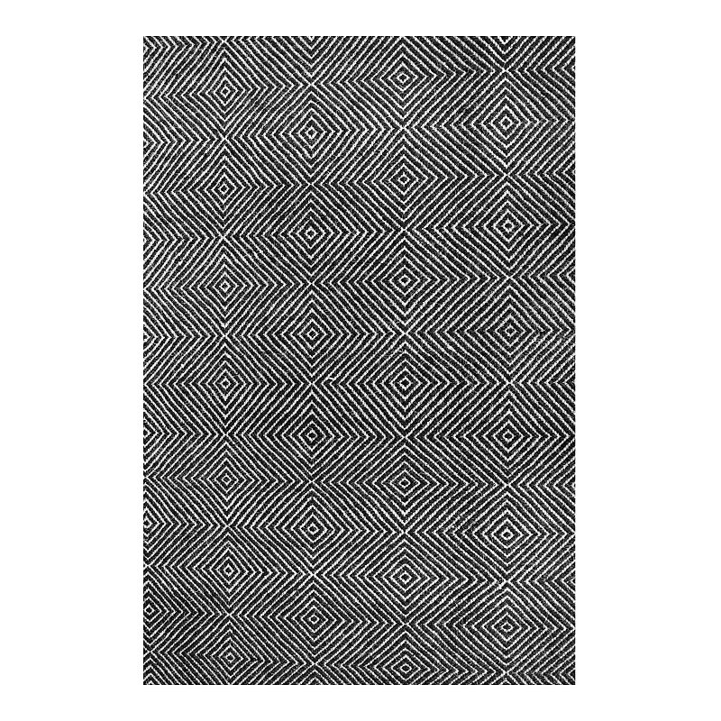 nuLOOM Ago Geometric Wool Rug, Black, 5X8 Ft