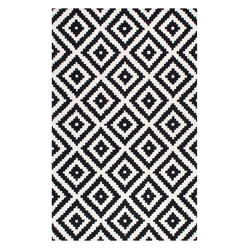 nuLOOM Kellee Geometric Wool Rug, Black, 6X9 Ft