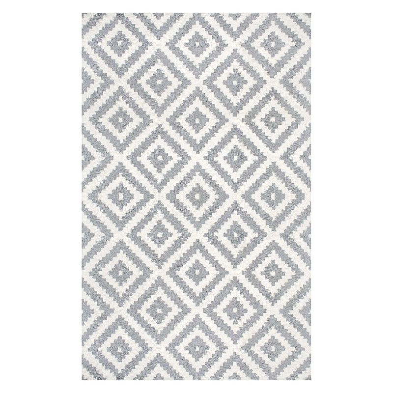 nuLOOM Kellee Geometric Wool Rug, Grey, 6X9 Ft
