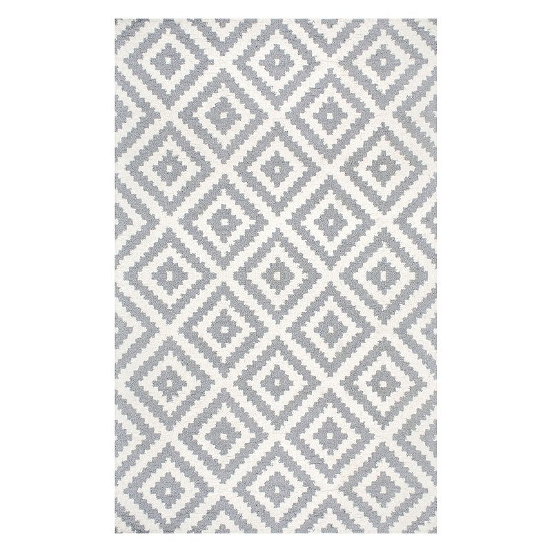 nuLOOM Kellee Geometric Wool Rug, Grey, 6X9 Ft