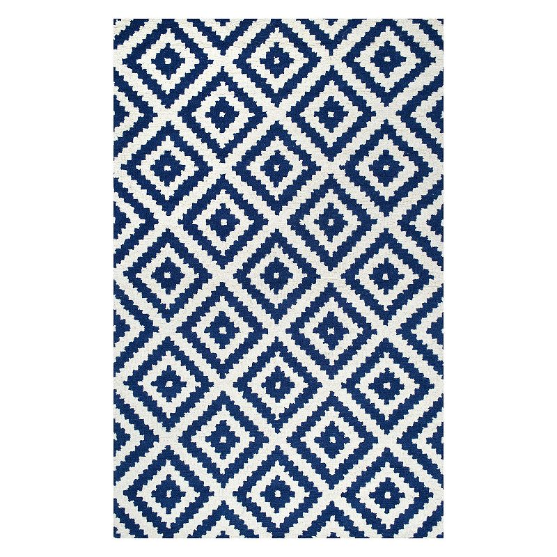 nuLOOM Kellee Geometric Wool Rug, Blue, 7.5X9.5 Ft