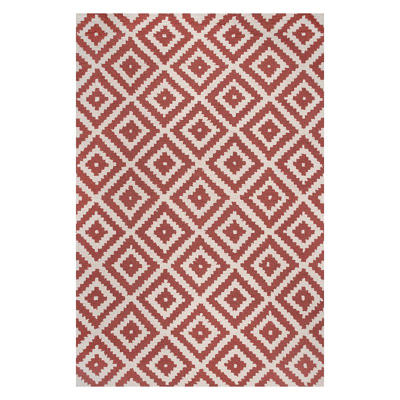 nuLOOM Kellee Geometric Wool Rug, Orange, 8X10 Ft