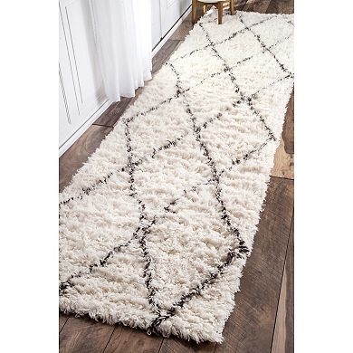 nuLOOM Marrakech Lattice Shag Wool Rug