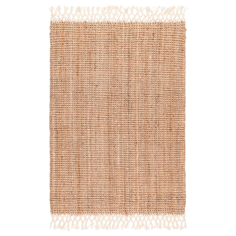 nuLOOM Raleigh Solid Jute Blend Rug, Beig/Green, 8Ft Sq