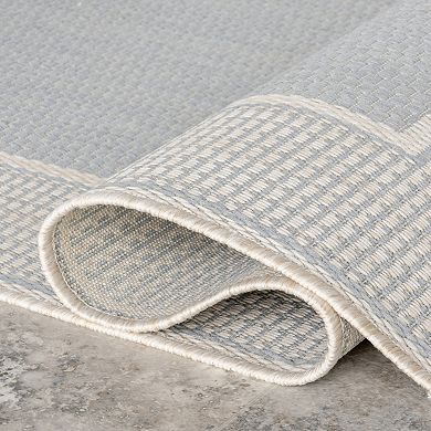 nuLOOM Gris Framed Solid Indoor Outdoor Rug