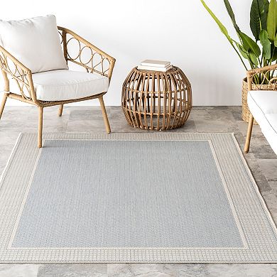 nuLOOM Gris Framed Solid Indoor Outdoor Rug