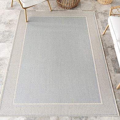 nuLOOM Gris Framed Solid Indoor Outdoor Rug