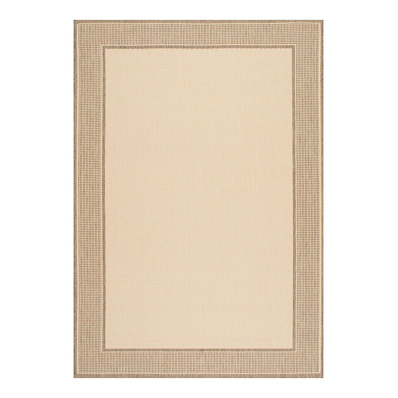 nuLOOM Gris Framed Solid Indoor Outdoor Rug, Med Beige, 8X11 Ft