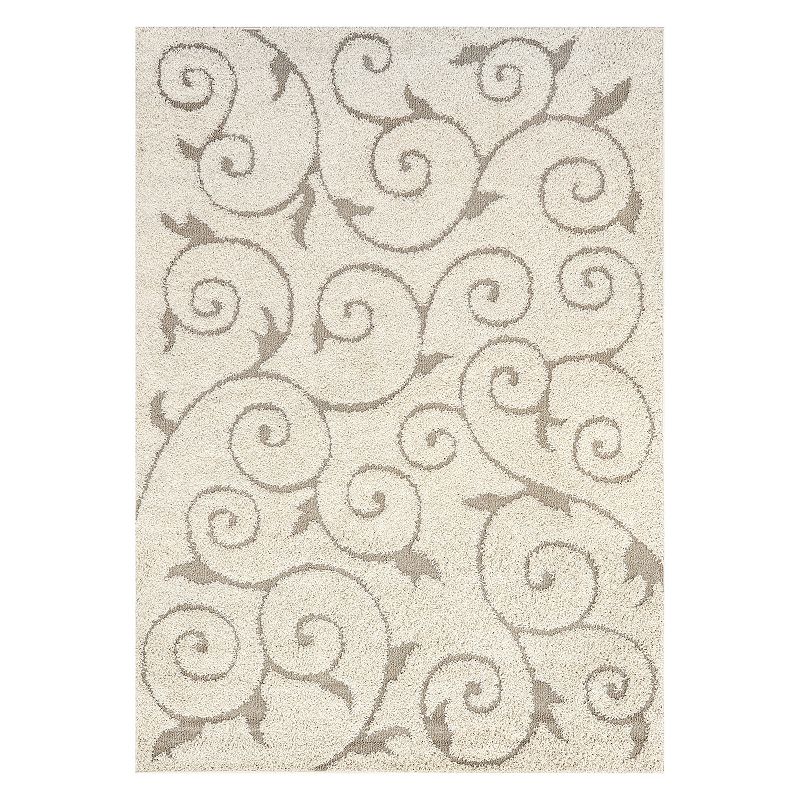 nuLOOM Maisha Scroll Shag Rug, Lt Beige, 10X14 Ft