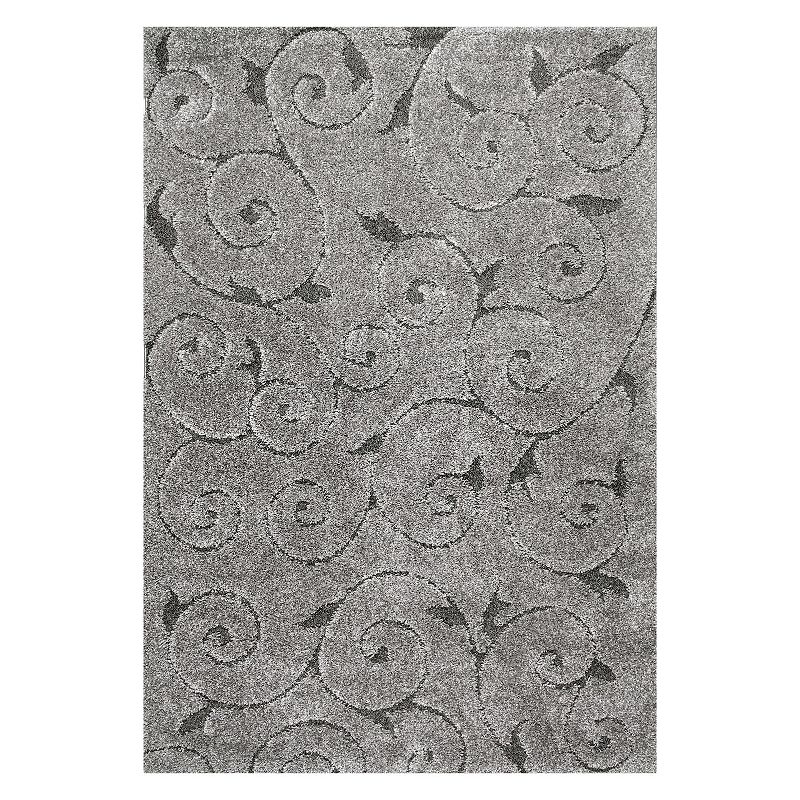 nuLOOM Maisha Scroll Shag Rug, Dark Grey, 6.5X9 Ft