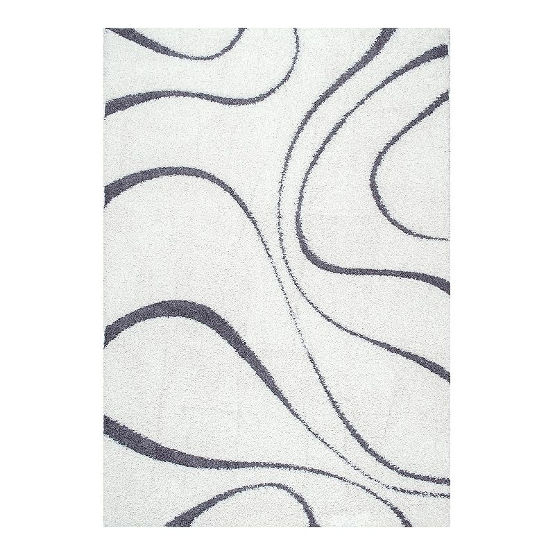 nuLOOM Carolyn Swirl Shag Rug, Beig/Green, 9X12 Ft