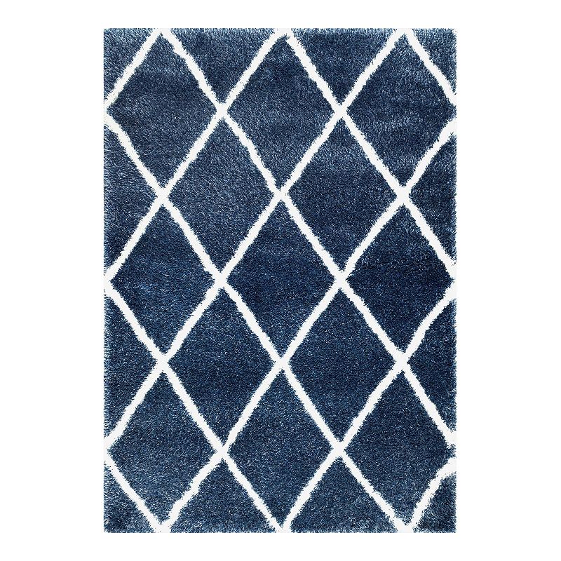 nuLOOM Diamond Geometric Lattice Shag Rug, Blue, 6.5X9 Ft