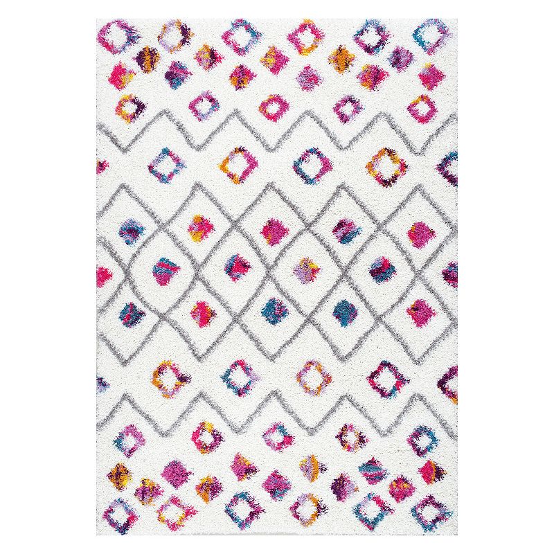 nuLOOM Tatyana Moroccan Diamond Geometric Shag Rug, Pink, 10X14 Ft