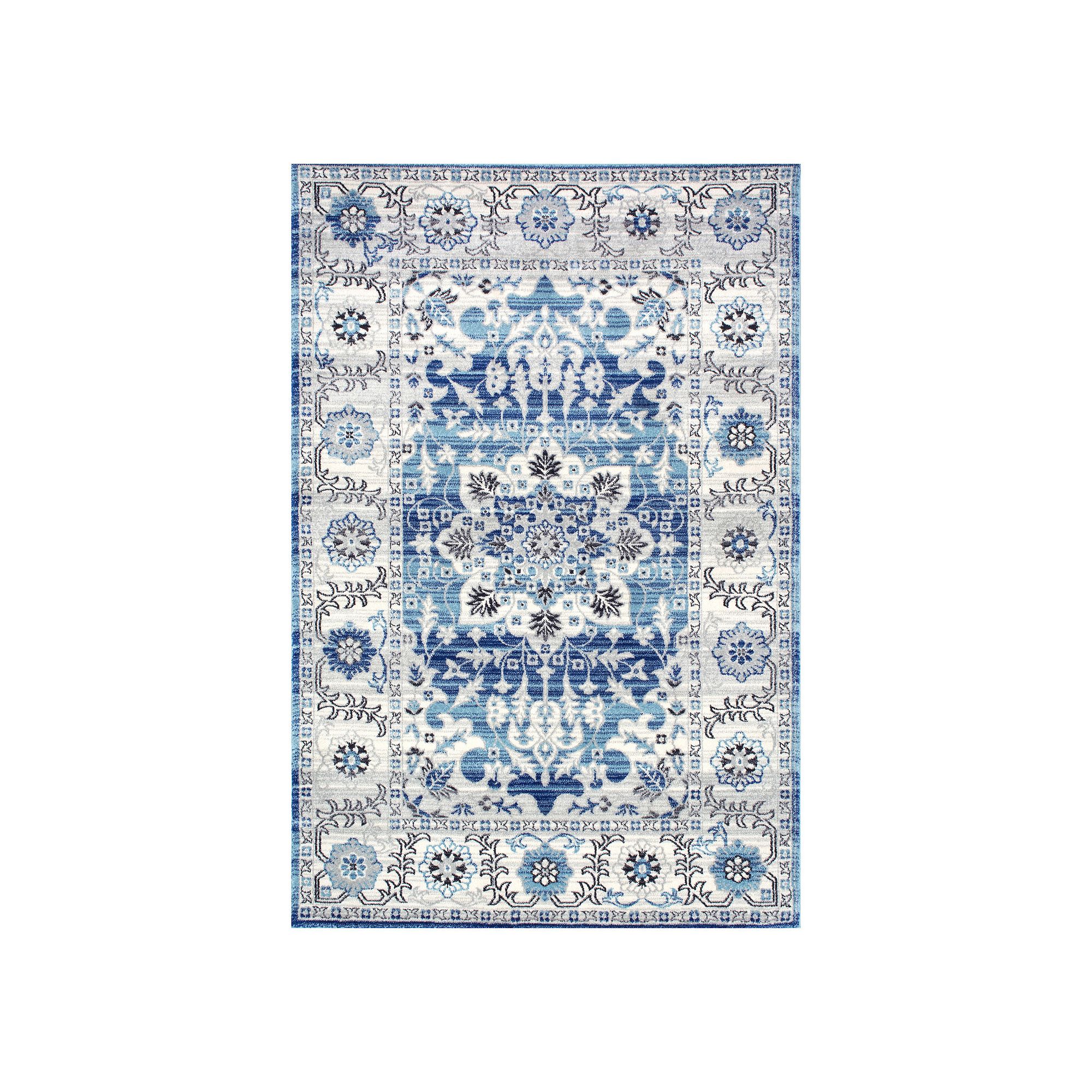 nuLOOM Tameika Framed Floral Rug, Blue