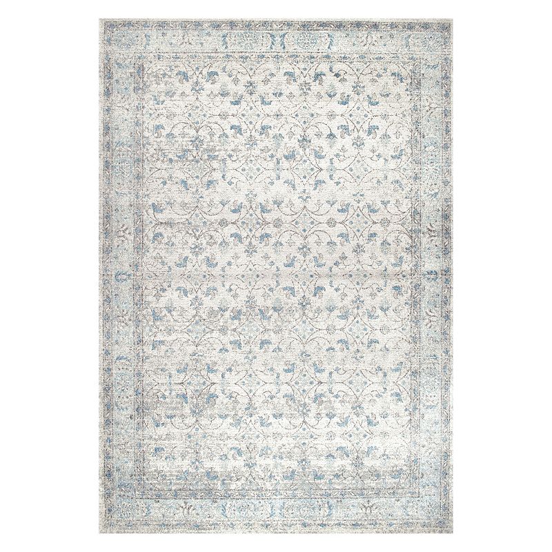 nuLOOM Vintage Lindy Framed Floral Rug, Turquoise/Blue, 12X18 Ft