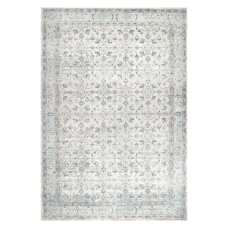 nuLOOM Vintage Lindy Framed Floral Rug, Turquoise/Blue, 12X15 Ft