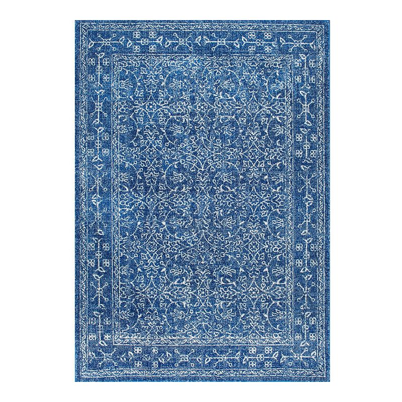 nuLOOM Vintage Waddell Framed Floral Rug, Dark Blue, 6.5X9 Ft