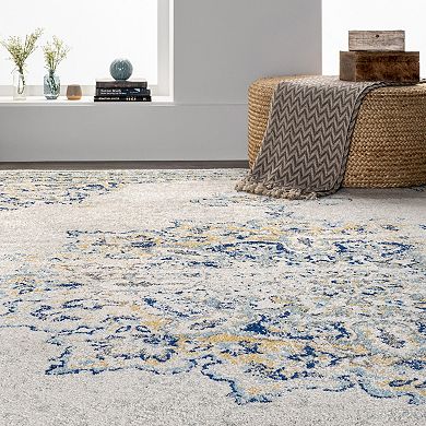 nuLOOM Sunny Wildflower Framed Medallion Rug